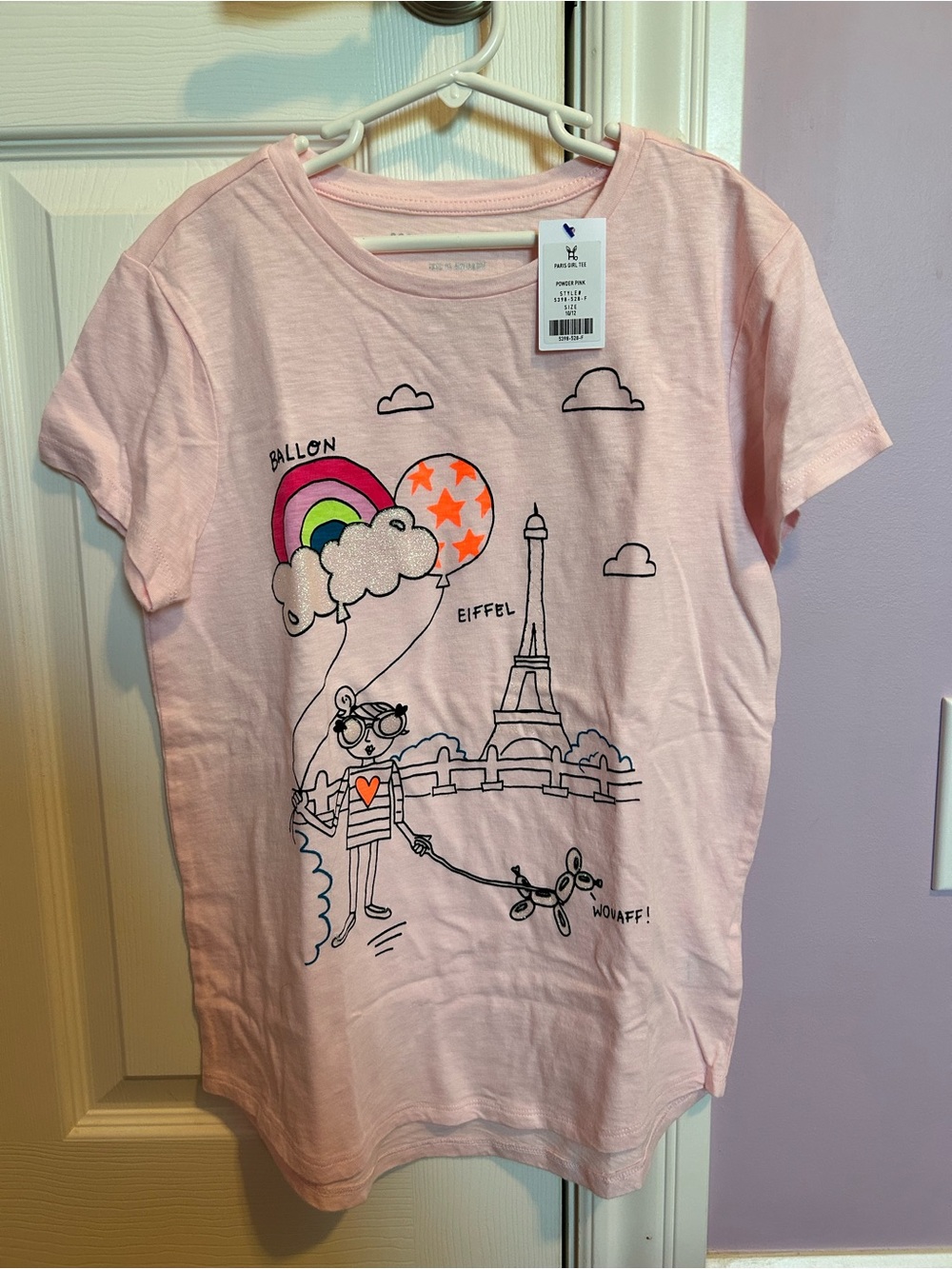Girls' Light Pink Eiffel Tower Balloon Graphic Tee - Rockets Of Awesome